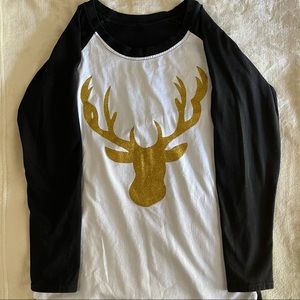 Black, White, and Gold Christmas Long Sleeve Shirt